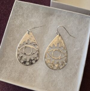 Laser Cut Evil Eye Drop Earrings